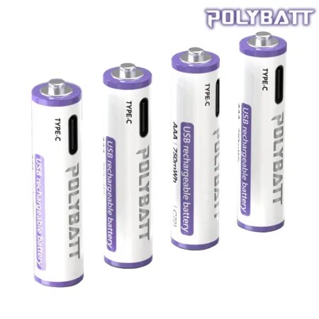 POLYBATT 4號 AAA 1.5V USB 充電式鋰電池(750mWh) 循環電池 通過多重認證◉80D030